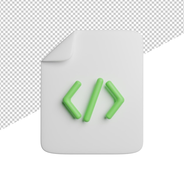 Coding file programing front view 3d rendering icon illustration on transparent background