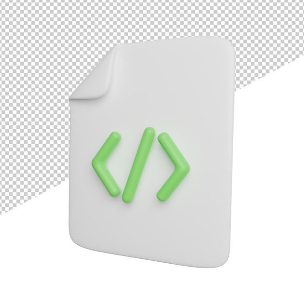 Coding File Programing side view 3d rendering icon illustration on transparent background
