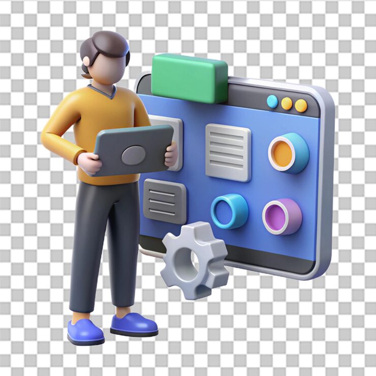 PSD coding language development programming application project technology new innovation future web browser web uiux design software developer concept 3d rendering illustration