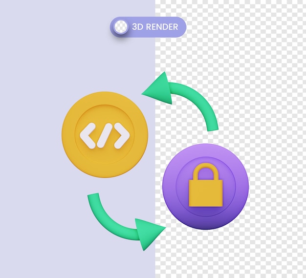 PSD Значок кодирования или программирования 3d иллюстрация с защитой