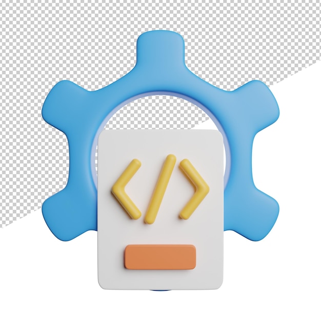 PSD coding program technology front view 3d rendering icon illustration on transparent background