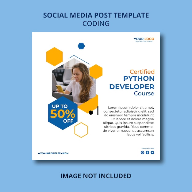 Premium psd coding programming social media post template