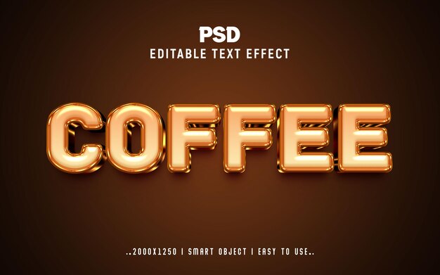 PSD stile di effetto di testo psd edibile in 3d per il caffè