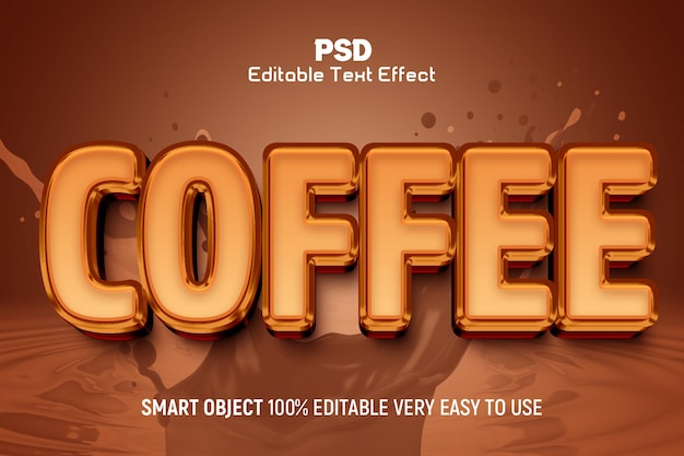 PSD coffee 3d editable text effect style