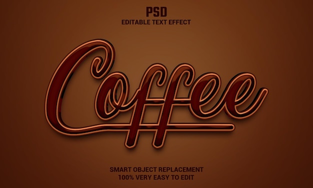 PSD effetto testo modificabile caffè 3d con sfondo psd premium