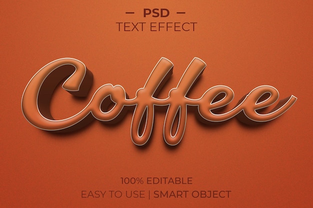 PSD caffè stile effetto testo 3d