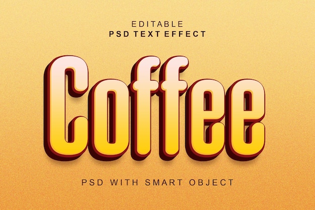 PSD コーヒー3dテキスト効果テンプレート