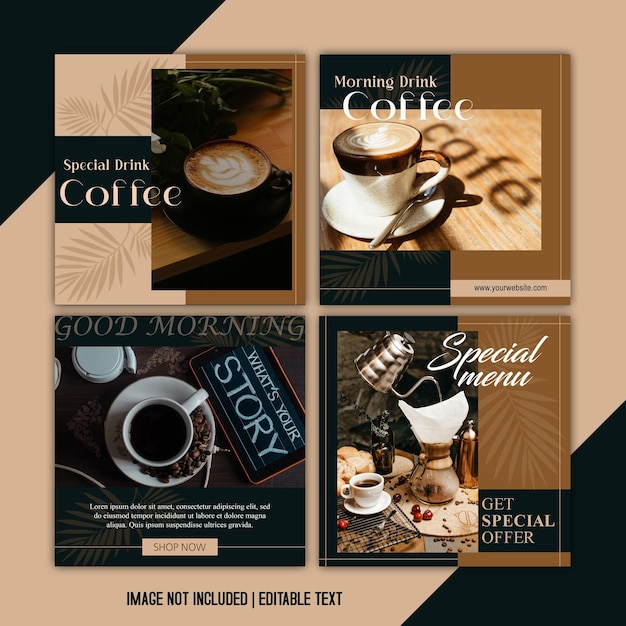 PSD coffee ads with coffee social media poster template design collections