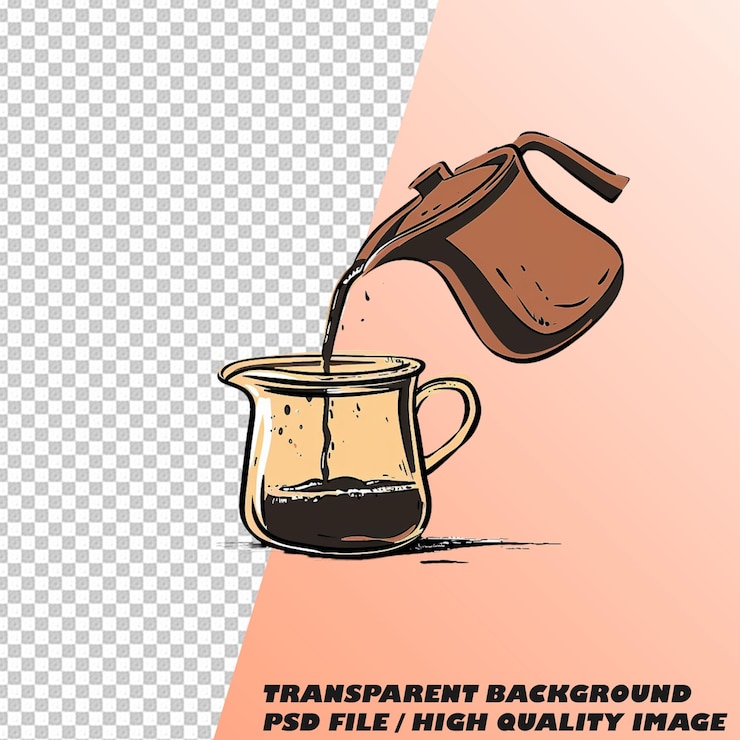 PSD coffee art isolated on transparent background psd file