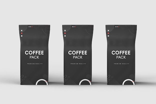 PSD mockup di pacchetto di bustine di caffè