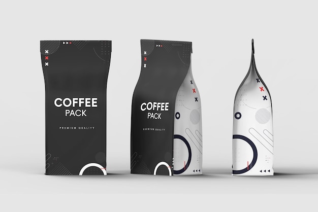 PSD mockup di pacchetto di bustine di caffè