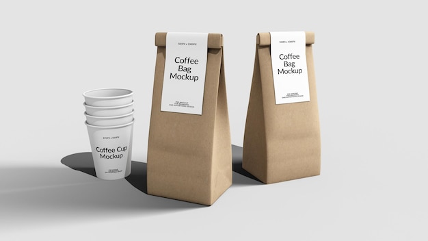 Coffee bags realistic mockup