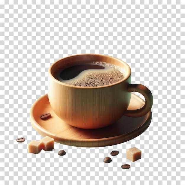Coffee in a bamboo cup transparent background