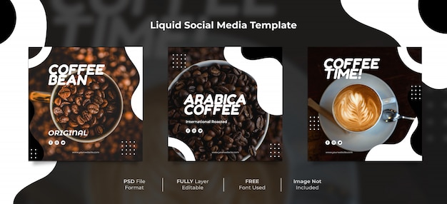 PSD coffee bean liquid style social media post