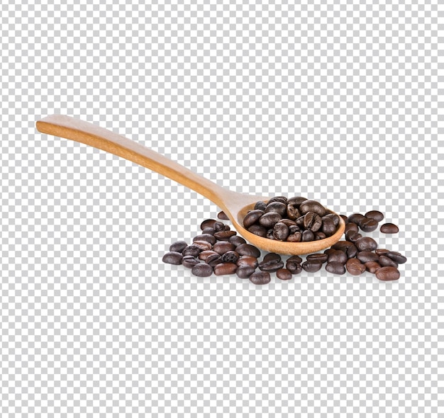 고립 된 숟가락에 커피 콩과 커피 콩 프리미엄 Psd