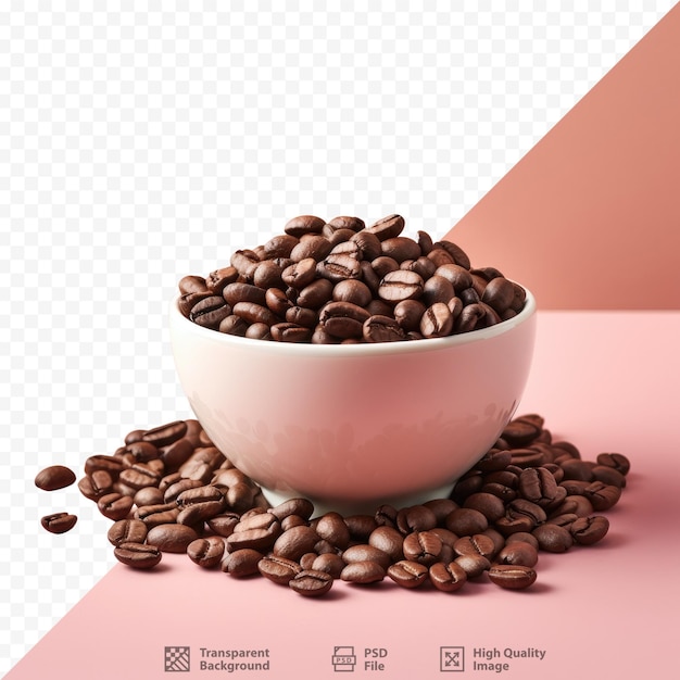 PSD coffee beans in a cup over dark surface