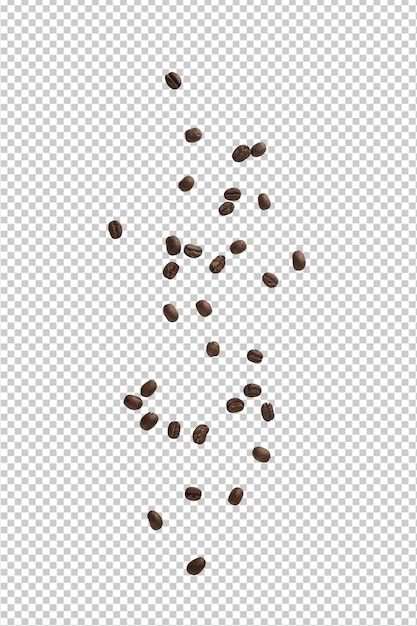 PSD coffee beans falling, cutout.