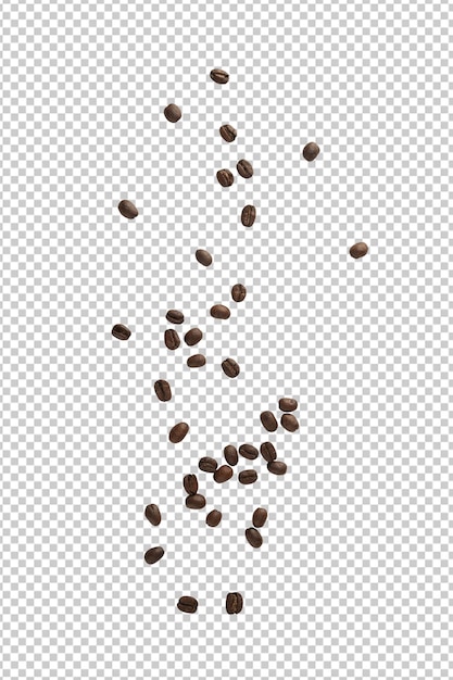 Coffee beans falling, cutout.