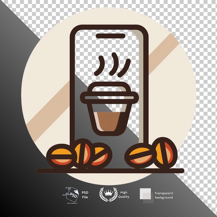 PSD coffee beans isolated on transparent background