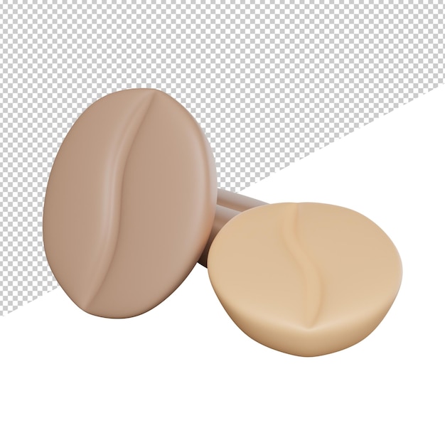 Coffee beans quality side view 3d rendering icon illustration on transparent background