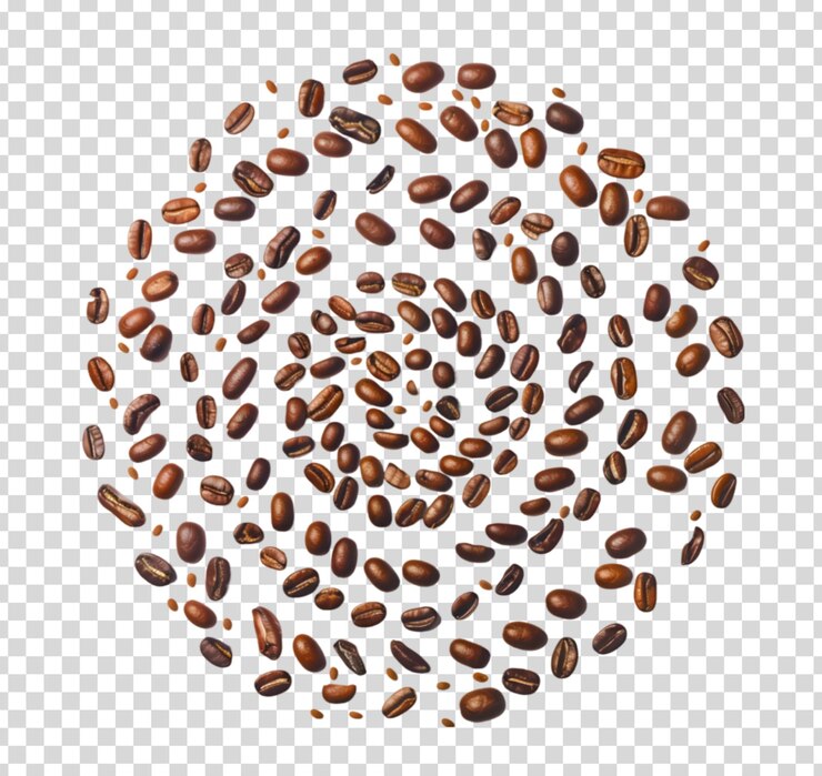 PSD coffee beans swirl on a transparent background