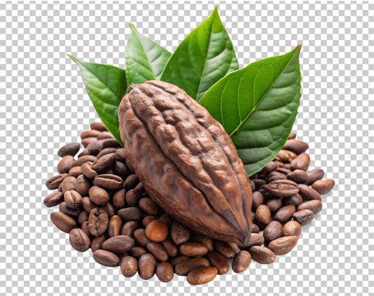 PSD a coffee been and a coffee cup with green leaves isolated on transparent background png and psd