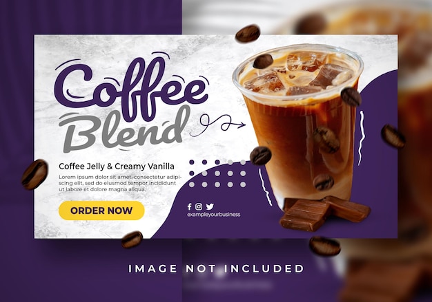 Miscela di caffè bevanda speciale serie di caffè menu dolce semplice modello di banner della pagina di destinazione del sito web