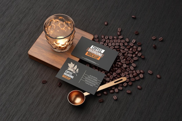 Coffee branding mockup in black theme