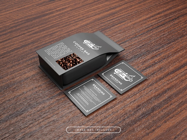 Coffee branding mockup with business cards