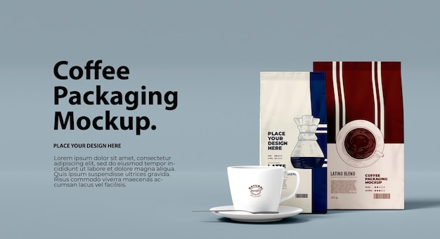 PSD coffee branding packaging mockup