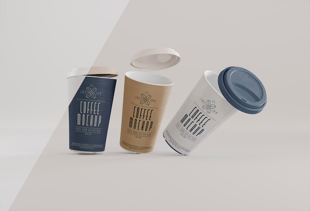 PSD coffee branding with cups