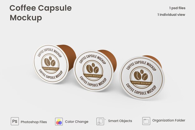 PSD mockup di capsule di caffè