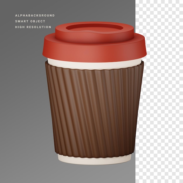 PSD illustrazione dell'icona 3d della tazza di caffè