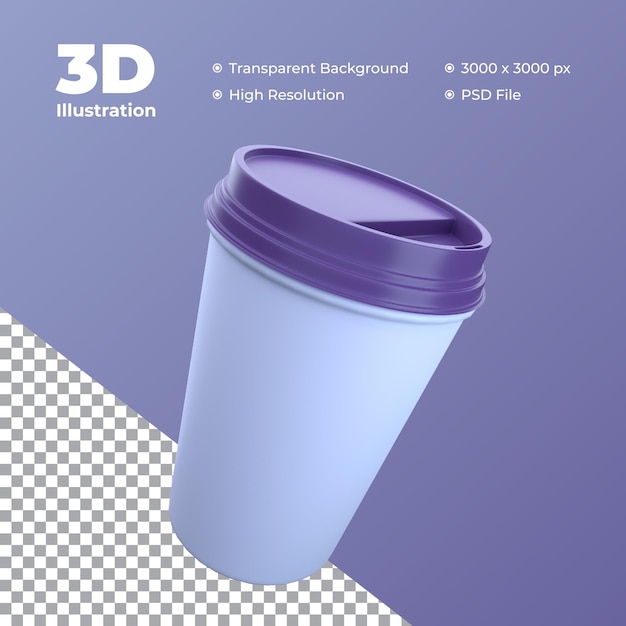 PSD coffee cup 3d illustration