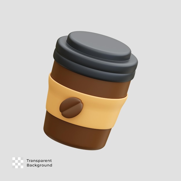 PSD icona dell'illustrazione di rendering 3d della tazza di caffè