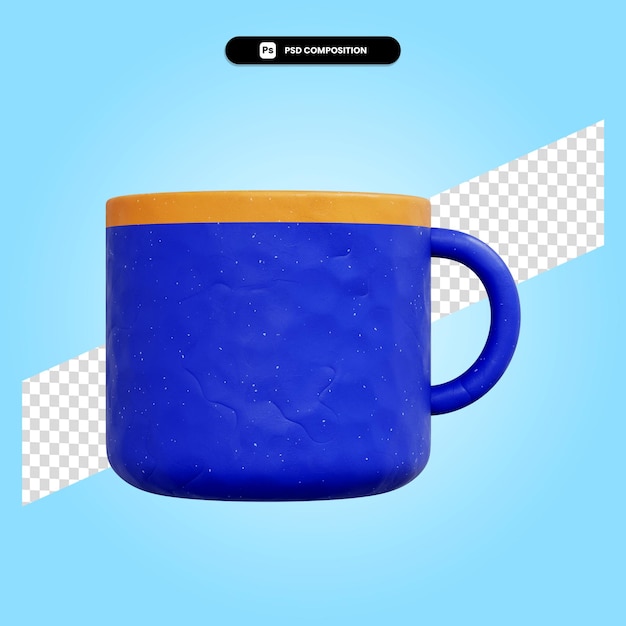 PSD la tazza di caffè 3d rende l'illustrazione isolata