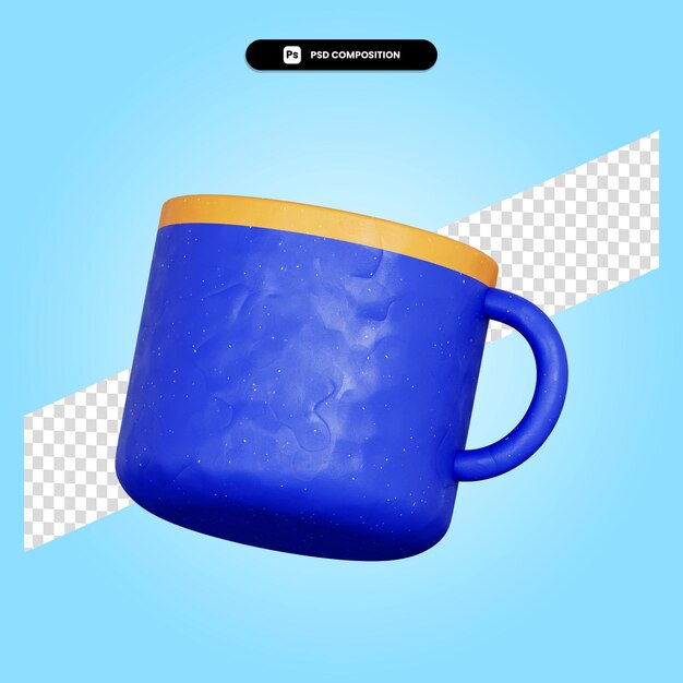 La tazza di caffè 3d rende l'illustrazione isolata