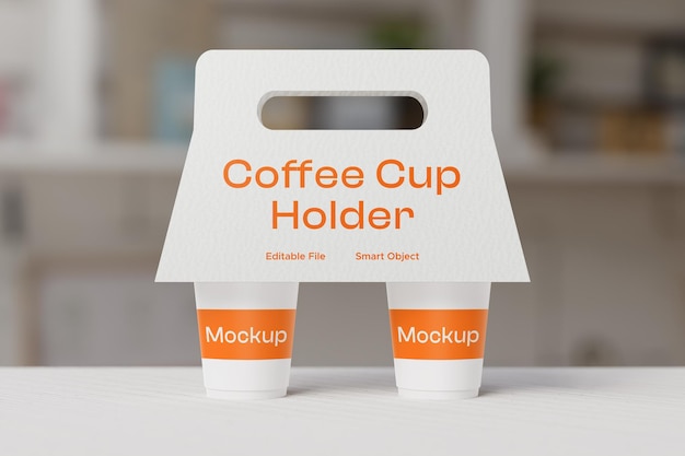 Coffee Cup Holder Mockup for Beverage Packaging