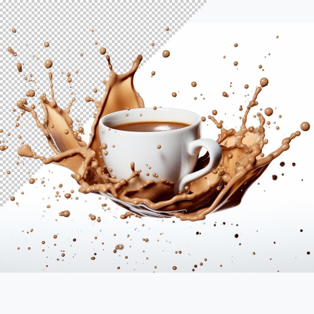 PSD coppa di caffè isolata e caffè realistico sfondo trasparente