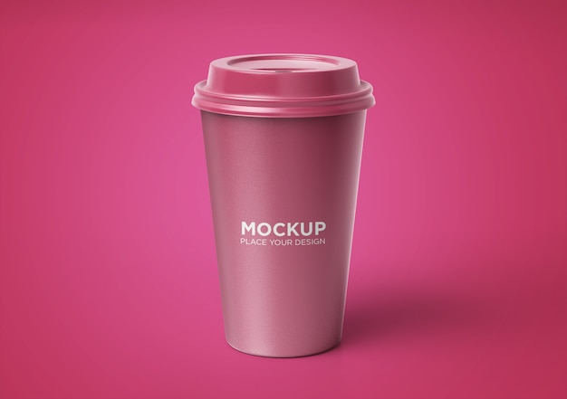 PSD coffee cup mockup with floral design isolated