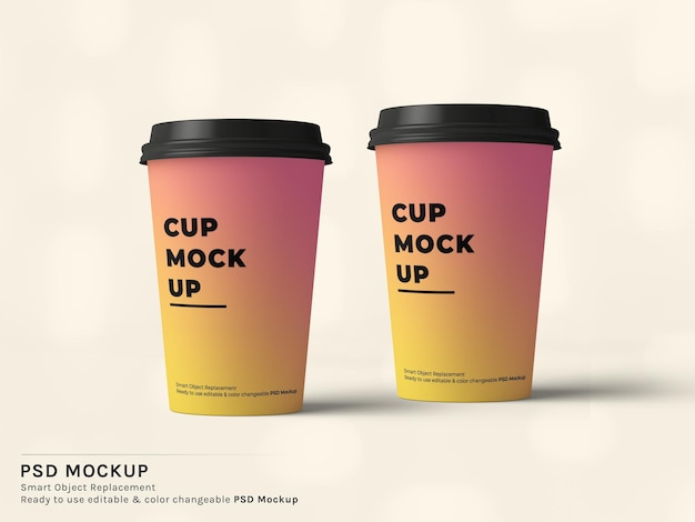 グラディエントデザインのコーヒーカップモックアップ