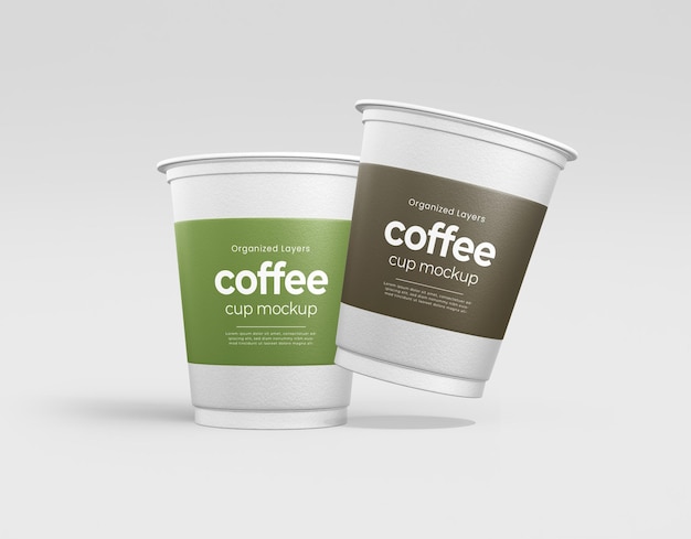 Coffee Cup Mockup with Green and Brown Labels