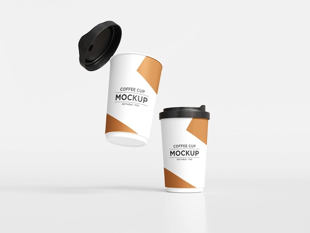 Un mockup di tazza di caffè con un coperchio che dice mockup di tazza di caffè.