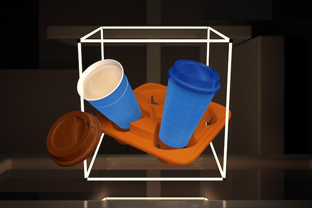 PSD coffee cup neon