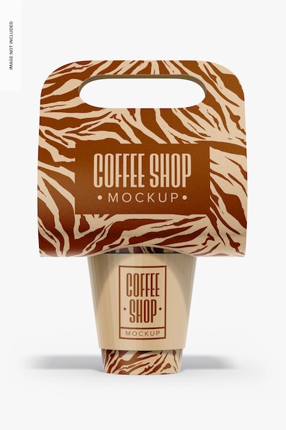 PSD coffee cup paper holder mockup front view