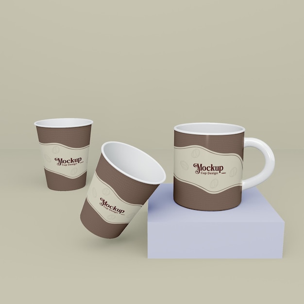 Coffee cup realistic 3d mockup design