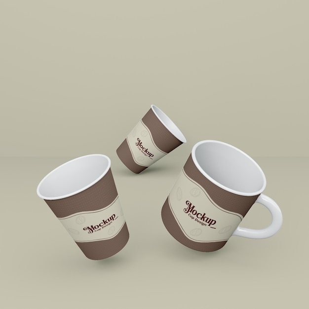 Mockup 3d realistico della tazza di caffè design