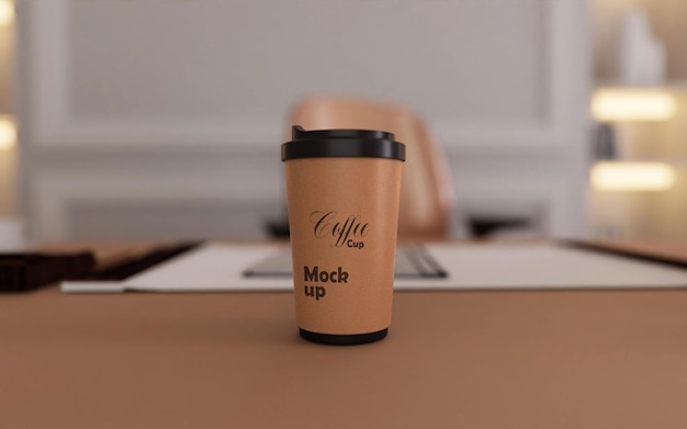 A coffee cup that says mock up on it