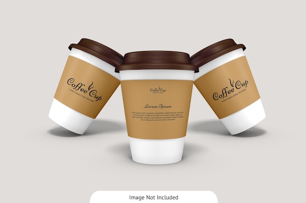 PSD coffee cup with cardboard mockup