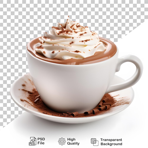 PSD coffee cup with chocolate on transparent background png file